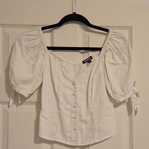 Express Off Shoulder Button Up Blouse